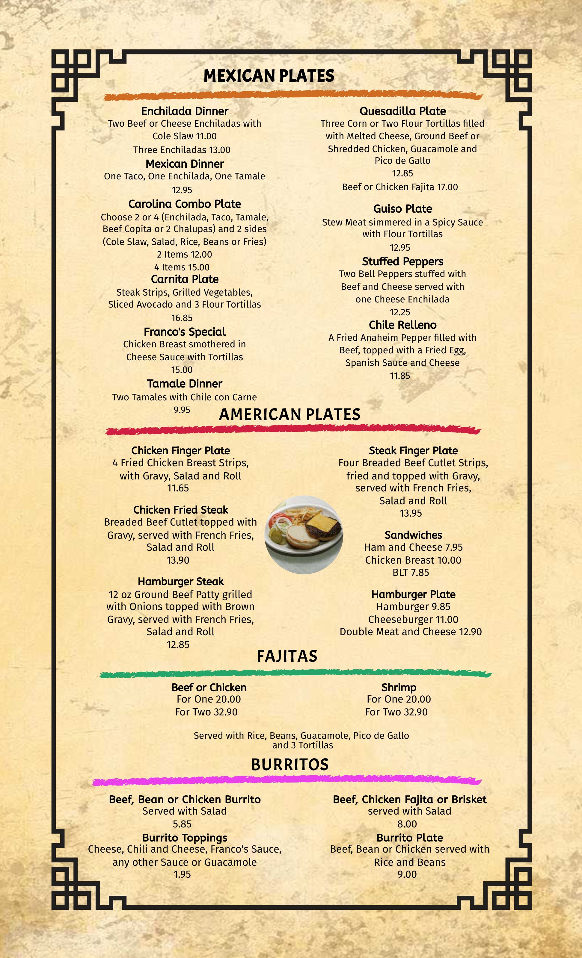 Franco s Menu Franco s Cafe